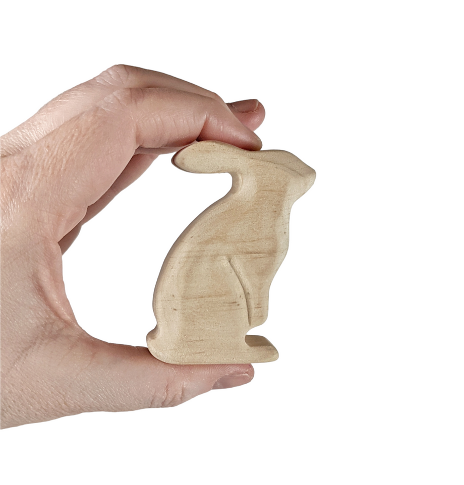 Carved Wood Bunny / Rabbit Set of 2 for Spring and Easter